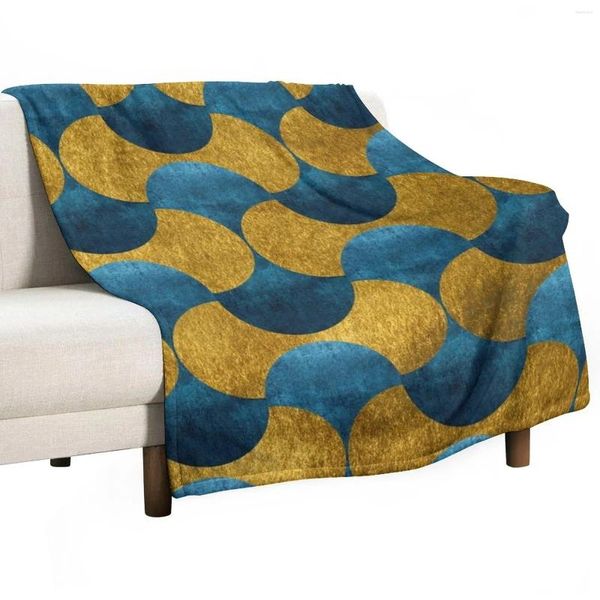 Cobertores Dubai Nights Gold e Teal Padrão Throw Blanket Moda Sofá para Recheado Fino