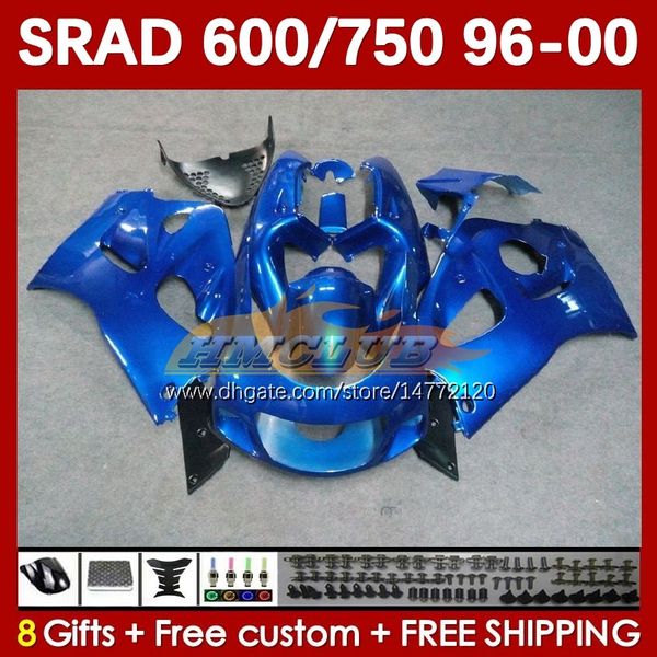 Motorradverkleidungen für SUZUKI SRAD GSXR 750 600 CC 600CC 750CC 96-00 168No.11 GSXR750 GSXR-600 96 97 98 99 00 GSX-R750 GSXR600 1996 1997 1998 1999 2000 Karosserie Fabrik blau schwarz