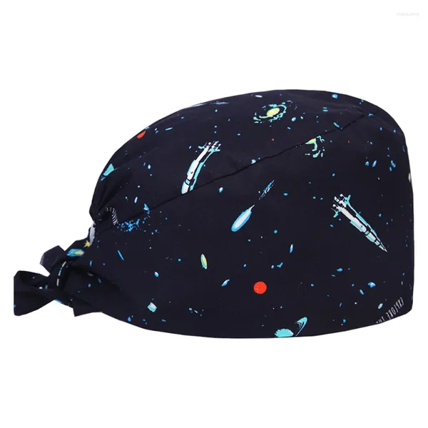 Boinas Scrub Cap Algodón Ajustable Sombrero Bouffant Para Hombres Cielo Impreso