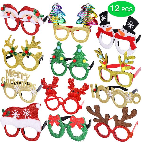 Decoração de festa Óculos de Natal Glitter Frames Óculos de fantasia para festas favores de férias Po Booth One Size Fits All Drop Delive Am9il