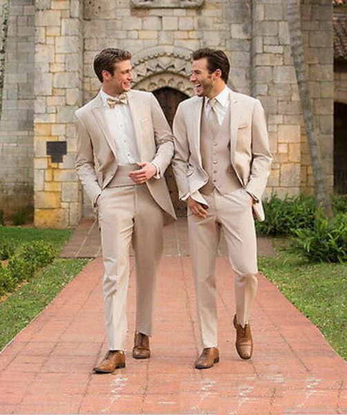 Ternos masculinos Blazers Blazer Sets bege noivo Tuxedos Groomsman Italian Wedding Party Party para homens no noivo 2pcs3pcs 230404