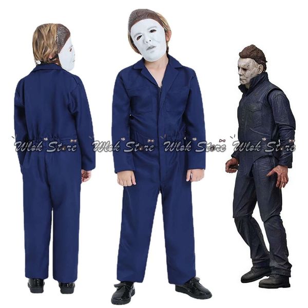 Cosplay Costume di carnevale cosplay per bambini Ragazzi Gioco di ruolo di Halloween Tuta spaventosa di Michael Myers Set completo con maschera