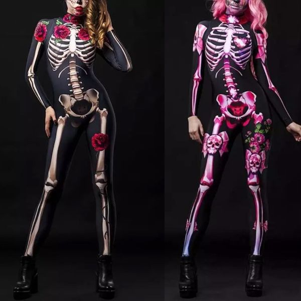 Fantasia de tema Halloween Mulheres sexy Ghost Terrorist Ghost Rose Skeleton Devil Levesuit Childre