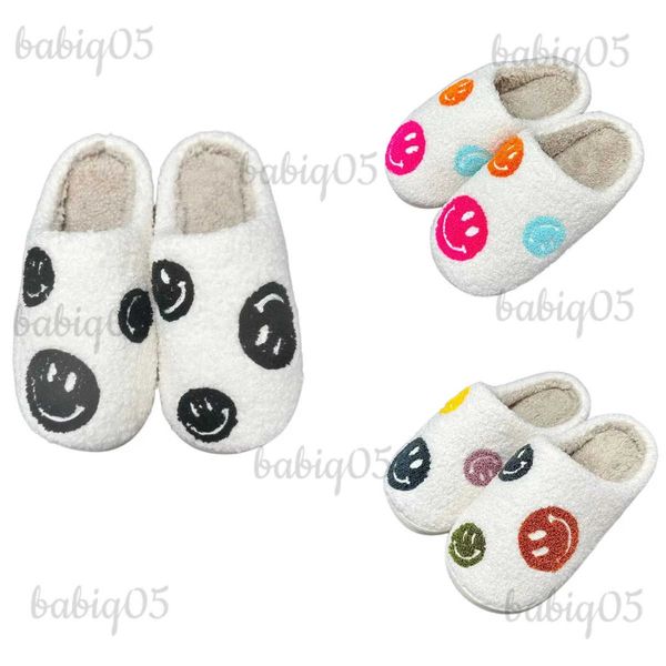 Mulheres em casa Slippers de inverno pequenos rostos pretos estilo fofo casa fofa presente lã plana damas de casas internas T231104