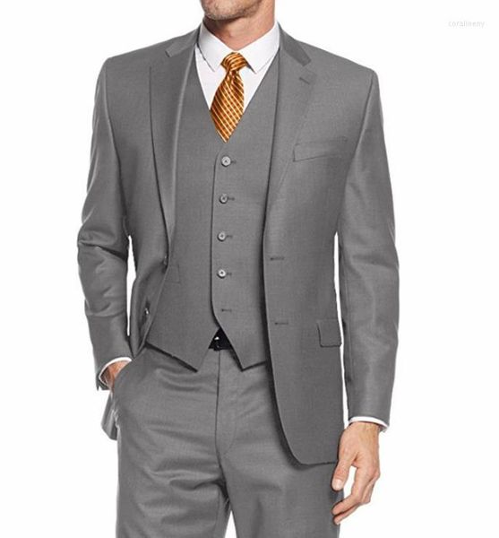 Tuxedos de noivo cinza claro masculinos para o casamento de casamento clássico FIT CLASTER MADE