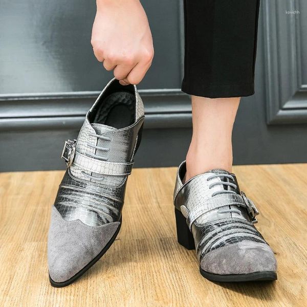 Scarpe eleganti Mocassini da uomo Slip-on a punta Nero Grigio da uomo formale da lavoro fatto a mano Taglia 38-46