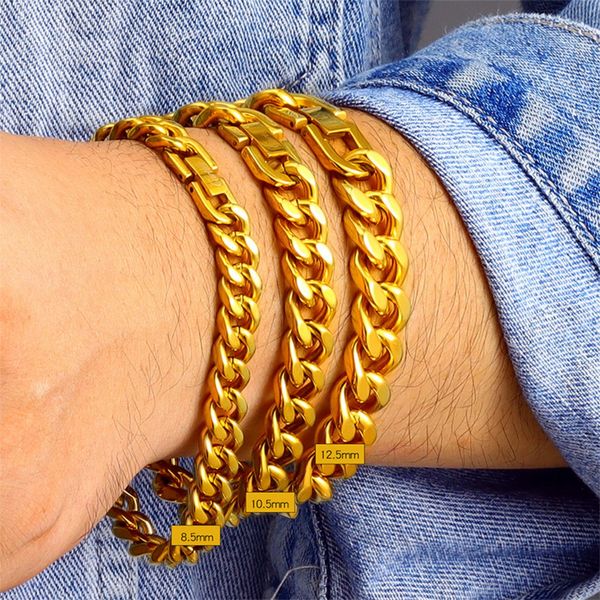 Super glattes und glänzendes kubanisches Hip-Hop-Charm-Armband für Herren aus 18 Karat Hip-Hop-Gold, Trendsetter-Druckknopf-Schmuck im Großhandel. Neu eingetroffen