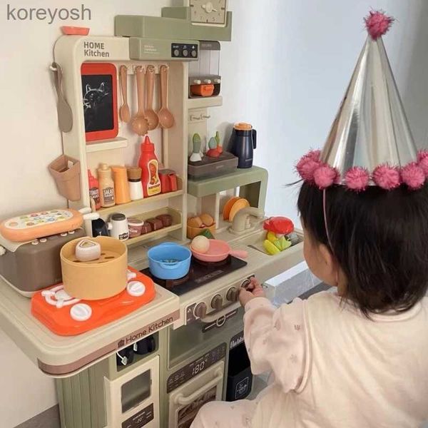 Кухни Play Food Новая большая кухонная игрушка 93 см Детский игровой домик Набор кухонных принадлежностей Моделирование спрей Детская мини-еда Приготовление пищи Рождественские подарки Игрушки для девочекL231104