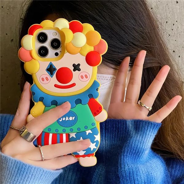 Handyhülle Lustige und süße Ins Koreanische Bonbonfarben-Clown-Silikon-Handyhülle iPhone 11 12 13 14 Pro maximale stoßfeste Softcover Funda 231104