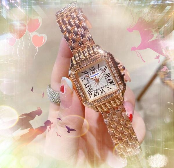 Top model Fashion Square Roman Tank Dial Lady Orologi 30mm Casual Bee Diamanti Anello Orologio Donna cassa in oro rosa argento Orologio femminile di lusso Regali