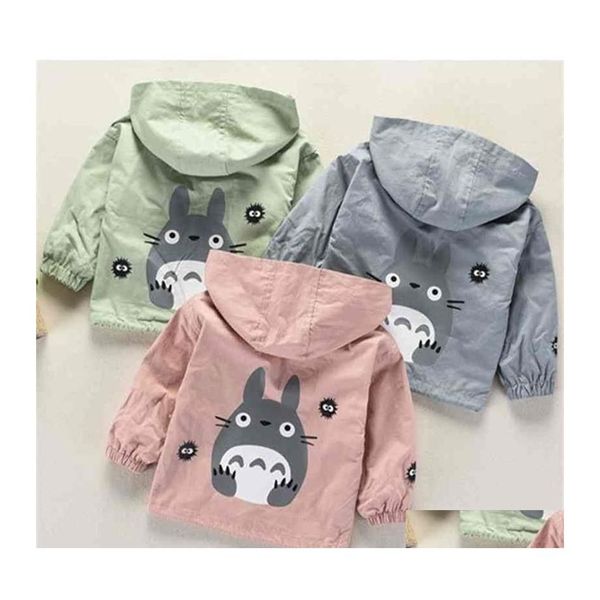 Giacche nate ragazzi vestiti per bambina primaverilo autunno giacca giacca a vento simpatico cartone animato totoro cappotto con cappuccio per bambini outwear 14y 21090 dhedu