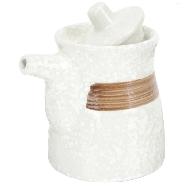 Bouteilles de stockage Sauce soja japonaise Pot d'assaisonnement bouteille de condiments en céramique porte-vinaigre pots distributeurs blanc