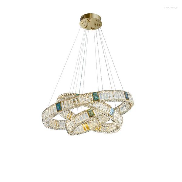 Lampadari LED Norble Golden Chrome Colorized Crystal Lampadario di design Illuminazione Lustre Apparecchio a sospensione Lampen per sala da pranzo