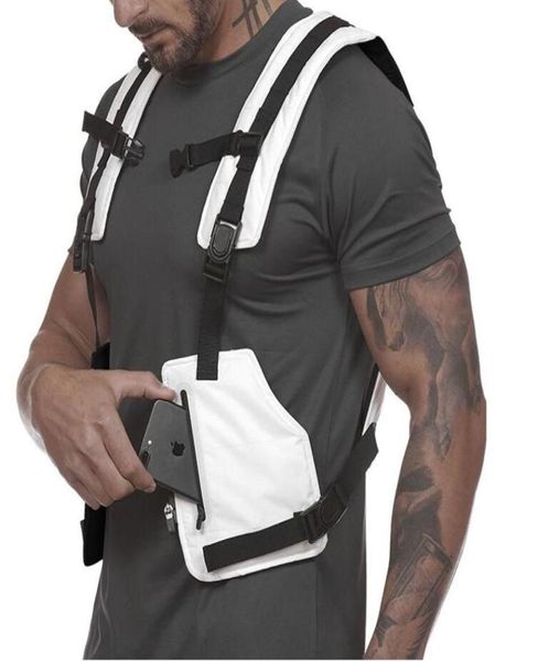 Colete tático masculino estilo rua, hip hop, estilo de rua, bolsa de telefone, moda, tira reflexiva, colete com bolsos, uso externo, spor1309850