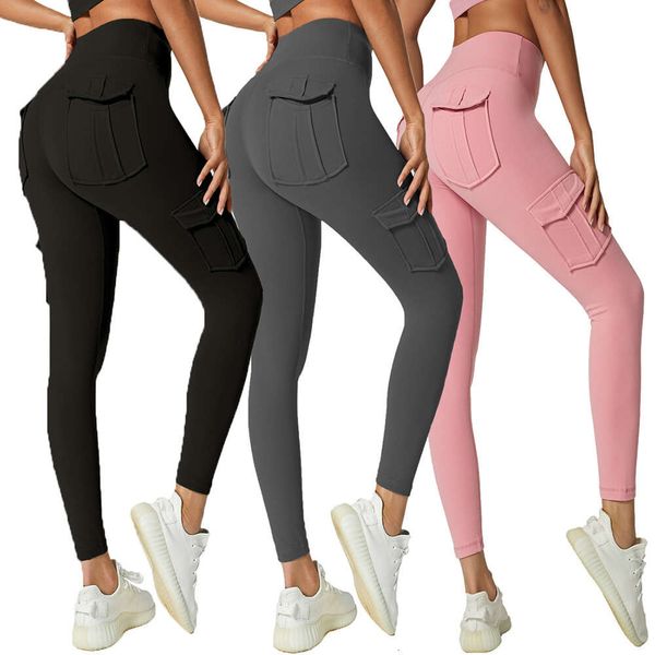 Lu Lu Yoga Lemon Algin Venda quente Mulheres malham fitness GYM WEAR Calças de bolso Calças apertadas elásticas Compressão cintura alta Trou apertado LL Align roupas de ginástica