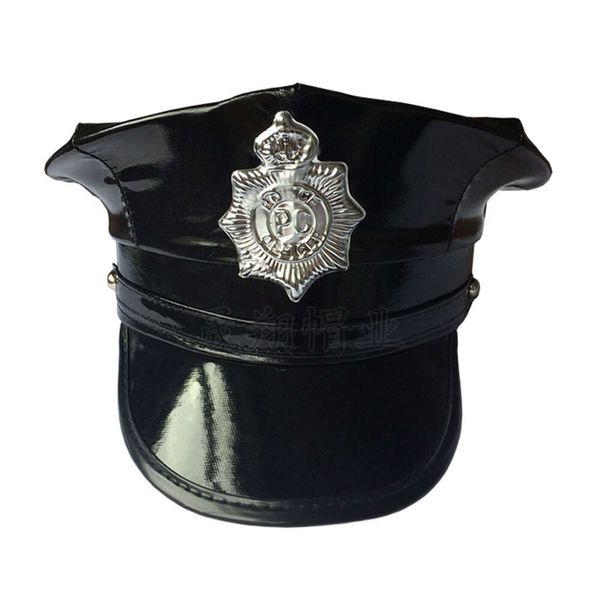 Berretto in morbida pelle per cosplay, agente di polizia, feste per adulti, accessori per cappelli ottagonali, stile europeo e americano