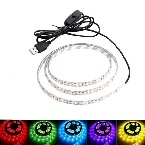 Streifen 5 m USB 5 V LED-Streifen 2835 Band Wasserdicht Diodenband Kabel Raumdekoration Warm Cool White Pink Rot Blau Grün YellowLED