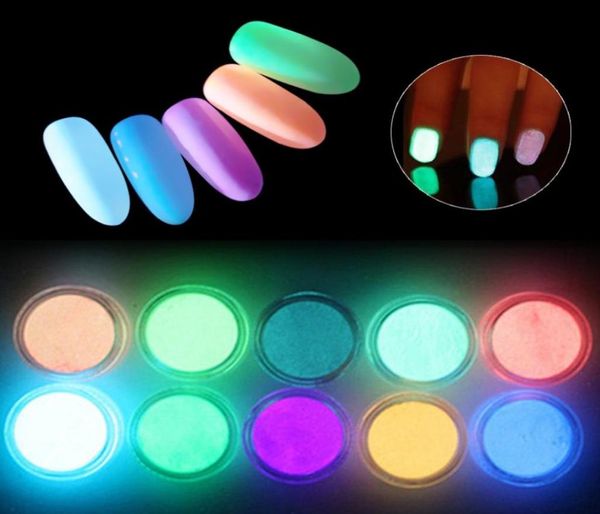 Meicaillin 12 цветов флуоресцентная пудра DIY Яркий дизайн ногтей светится в темноте песчаная пудра светящийся пигмент пыль светящийся блеск для ногтей6436033