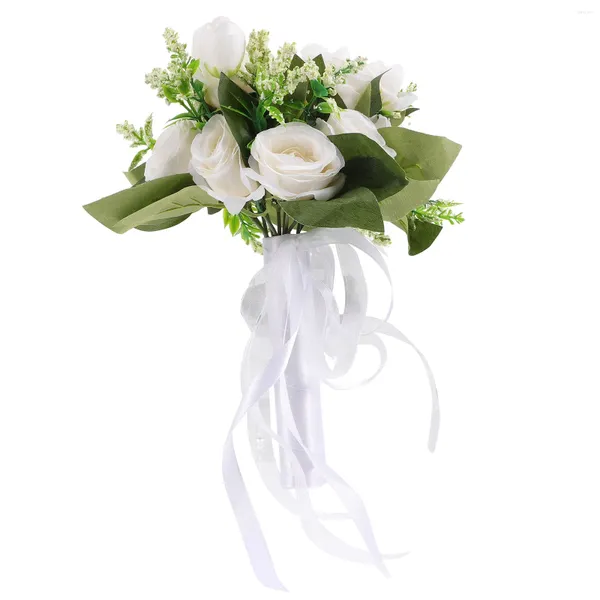 Flores decorativas Buquê de flores artificiais buquê de noiva Bouquets de noiva BOQUETTE APS DAMAIDAS DE BRIDAÇÃO DOMENCIAMENTO DE CASAMENTO Branco