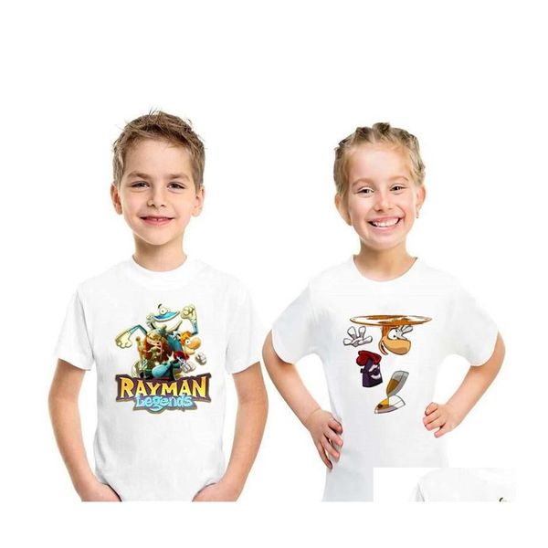 Camisetas t-shirts camisetas de verão Cirta de crianças Rayman Legends Adventures Print Print Funny Boys Casual Baby Girls Rous Tops Tops HKP5 DHKCQ