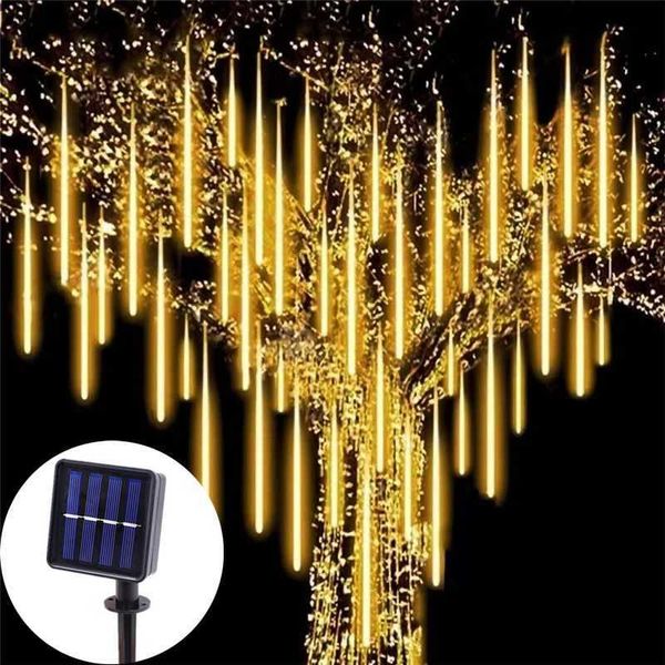 Novità Illuminazione Solare a led Luce esterna Pioggia di meteoriti Luci a pioggia Impermeabile Decorazioni da giardino Outdoor Street Ghirlanda Decorazione natalizia di Capodanno P230403