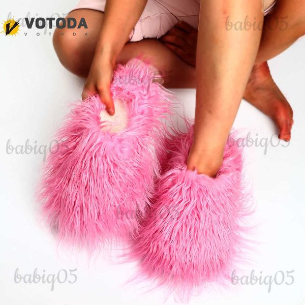 Luxo mongólia pele slides feminino fofo fuzzy pelúcia flip flops macio casa quente chinelos de inverno incrível sapatos peludos mulher t231104