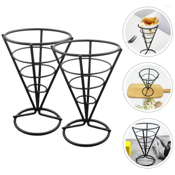 Posate set di posate in acciaio inossidabile banchi di avannotti francese cono cono in metallo snack cestino portanti portanti da cucina decorazioni da cucina accessori