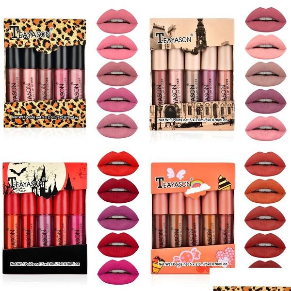 Lippenstift 5 Teile/satz Sexy Vampire Lippenstift Matte Wasserdichte Lippenstifte Lippen Make-Up Kosmetik Labiales Drop Lieferung Gesundheit Schönheit Dhxfe