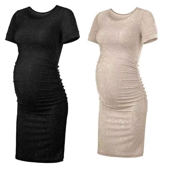 Umstandskleider Schwangere Frauen Kleid Pailletten Sexy Kurz Schlaf Seitenfalte Schwangere Frauen Pos Requisiten Partykleid Schwangere Frauen Kleidung 230404