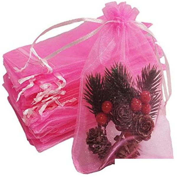 Sacos de embalagem 100 Pçs / lote Jóias Dstring Organza Bag Bolsas Favor de Casamento Sacos de Presente Pacote para Natal Baby Shower Drop entrega de Dhaby