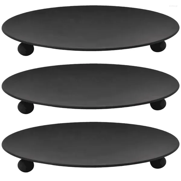 Castiçais 3 Pcs Mesa de Jantar Ferro Castiçal Rústico Decoração de Casa Placas Bandeja Criativa Pedestal