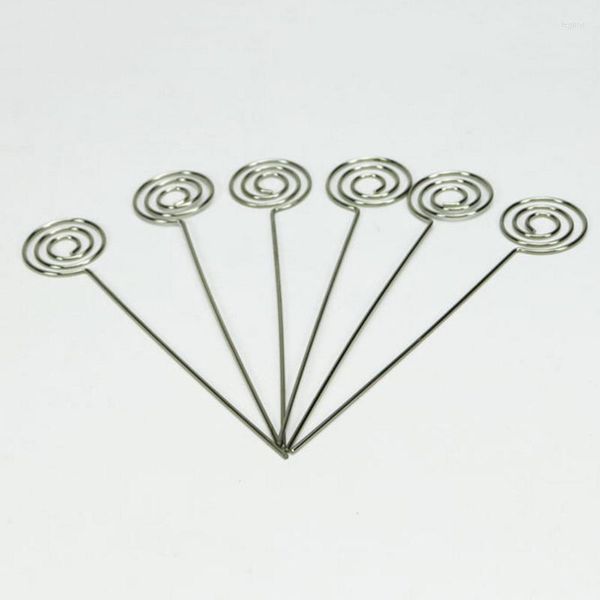 50/Pack Tischkartenhalter Pick Ring Loop Swirl Wire Clip Po Metallklemme für DIY Craft Gift Making Note Memo Holder (Silber