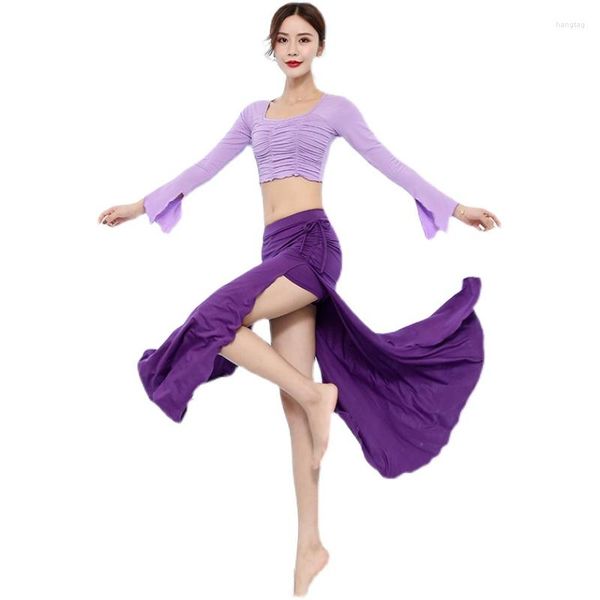 Salto de pica-teto Salia de top 2 peças Faixa de mangas compridas outono e inverno de fada Oriental Performance Training Dress