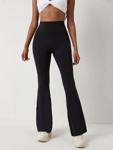 Pantaloni da donna Donna Yoga Leggings sportivi Tinta unita Vita alta Pantaloni skinny elasticizzati a zampa d'elefante Pantaloni sportivi ad asciugatura rapida da palestra