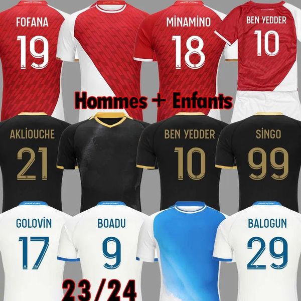 2023 2024 AS Monaco Home Away Ben Yedder Camisas de futebol MINAMINO BOADU GOLOVIN 23 24 Maillot BALOGUN EMBOLO Flocage Homens Crianças FOFANA Camisa de futebol AKLIOUCHE