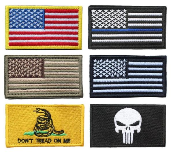 Нашивки с флагом США, комплект из 100 штук, американский тонкая синяя линия, полицейский флаг Don039t, Tread On Me, череп, вышитый значок боевого духа, патч 2036154