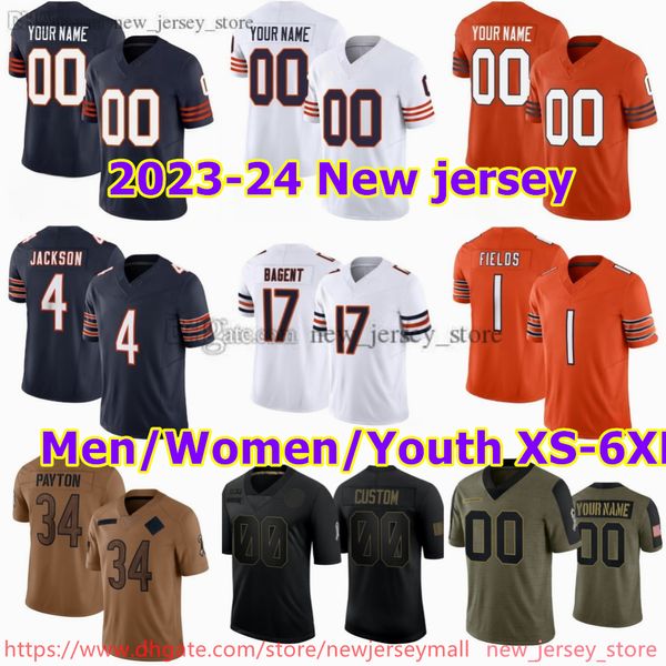 Maglia da calcio personalizzata S-6XL fai-da-te cucita 1 JustinFields 29 TarikCohen 58 RoquanSmith 12 AllenRobinson 32 DavidMontgomery 34 WalterPayton 52 KhalilMack maglie