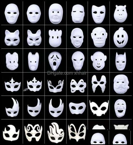 Máscaras de festa Suprimentos festivos Home Garden DIY Proteção Ambiental Branco Masquerade Máscara Halloween Em Branco Mão Ding Facemask T9I3920734