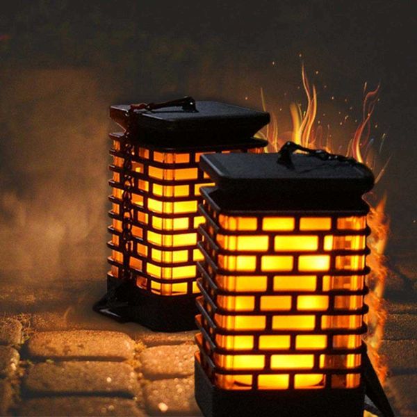 Neuheit Beleuchtung Solarlaterne Lichter Hängende Solarleuchten im Freien 99 LEDs Tanzende Flackernde Flamme Lichter Landschaftsdekoration Gartenlichter P230403