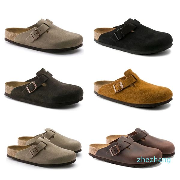 2023-luxo designer slide chinelo para mulheres homens boston habana oleado sandália de couro preto camurça verão conforto plana scuffs