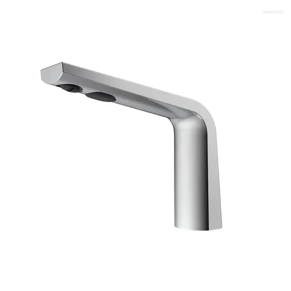 Rubinetti per lavandino del bagno Montaggio su piano Ottone massiccio cromato Rubinetto con sensore automatico Lavabo Rubinetti freddi a infrarossi senza contatto