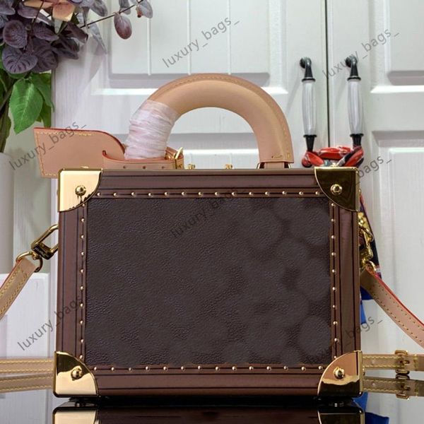 Top 10A Tasarımcı Crossbody debriyaj Çantaları M45675 Çanak Çantalar Valisette Tresor Vintage Omuz Çantası Sert Bagaj Çiçek Mektup Tasarımcısı Bavul Kutu Çantalar Tote