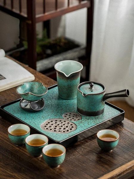 Teegeschirr Sets Chinesische Teetasse Keramik Tragbare Handgemachte Teekanne Zeremonie Türkische Set Küche Porcelana Haushalts Produkte 60