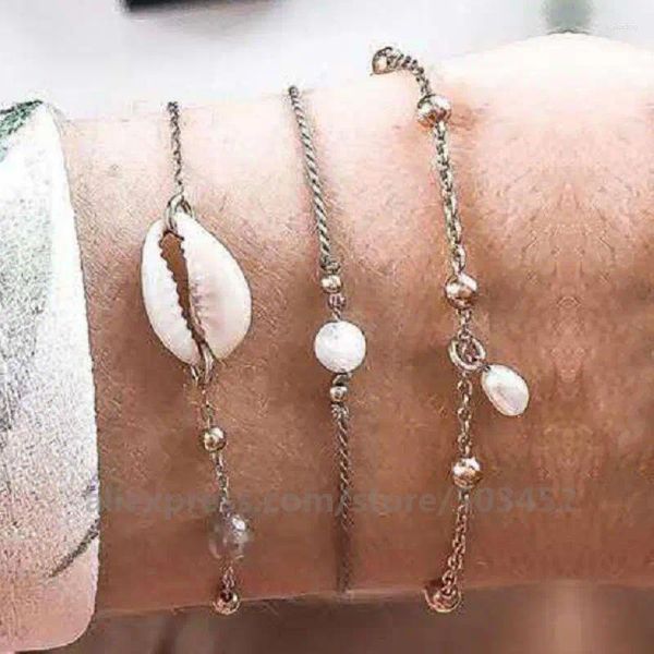 Charme pulseiras 150 set/lote vende multi-camada conjuntos de concha pulseira femme imitação pérolas moda feminina por atacado jóias tornozeleira