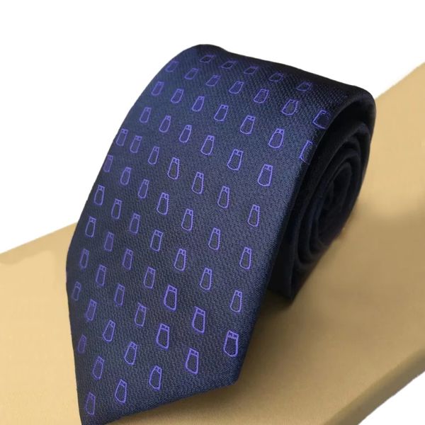 nuovo 2023 cravatta da uomo di marca lettere cravatta di seta designer di lusso Jacquard festa di nozze affari formale tessuto moda blu striscia design scatola cravatta