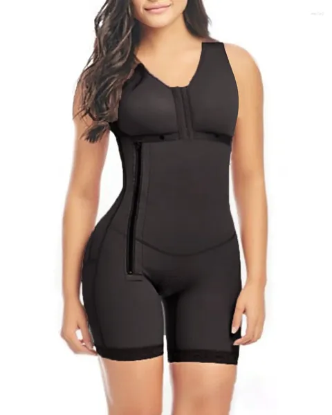 Modeladores femininos sem mangas meia perna lateral zíper bodysuit com sutiã feminino shapewear firme controle de barriga respirável fajas