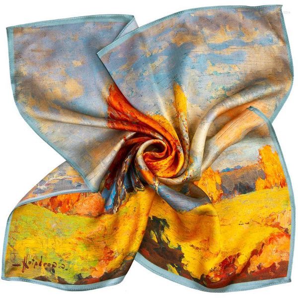 Schals Reiner Seidenschal Frauen Bandana Weiblicher Baum Malerei Haar Großhandel Top Natürliches Quadratisches Stirnband Luxus Dame GiftScarves Kiml22