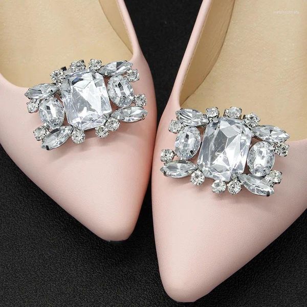 Grampos de cabelo SLBRIDAL Handmade Liga Strass Pérolas de Cristal Flor Sapatos de Noiva Casamento Noiva Damas de Honra Fivelas