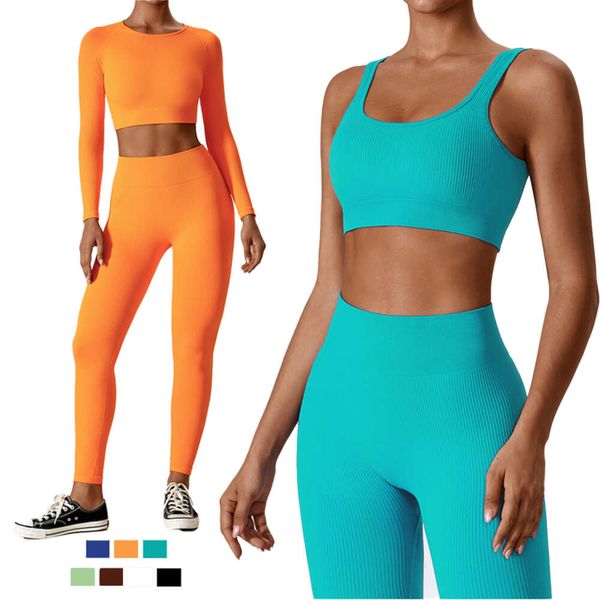 Lu Lu Yoga Lemon Algin Mulher Terno Conjunto de treino feminino sem costura material de nylon para academia Sutiã de fitness Leggings Lady Sportswear 2 peças Activewear Roupas esportivas LL Align ginásio clo