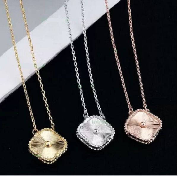 Fashion Classic Anhänger Halsketten für Frauen luxuriöse Four Leaf Clover Stripes Medaillon Halskette Diamanten Chokerkette Designer Schmuck 100% Silber weibliches Mädchen Geschenk